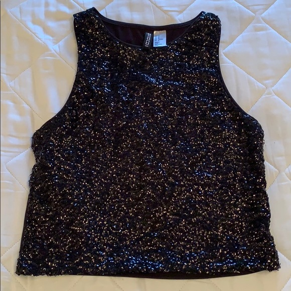 H&M Medium black sequins crop top - Picture 3 of 5